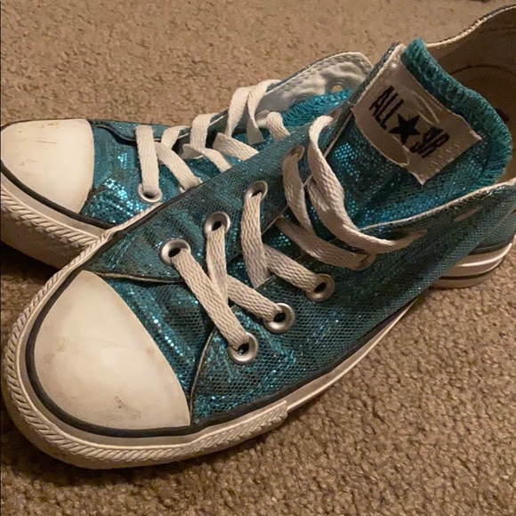 teal sparkly converse